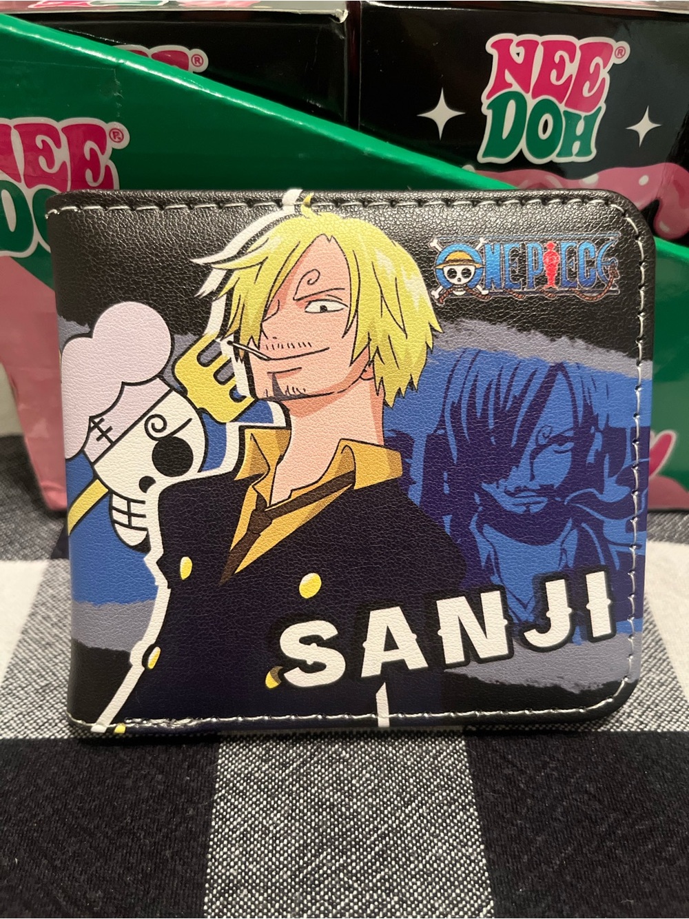 Onepiece Sanji Graphic Bi-Fold Wallet — Black, Blue, Yellow